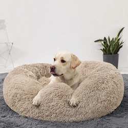 The Calming Donut Bed chlpatý pelech sivohnedý