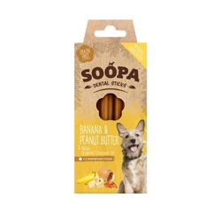 Soopa - Dentálne pamlsky pre psov banán a arašidové maslo 100 g