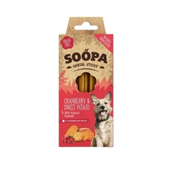 Soopa - Dentálne pamlsky pre psov brusnice a sladké zemiaky 100 g 